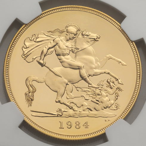 イギリス 1984年 エリザベス2世 5ポンド金貨 PF69UCAM:4235808-021
